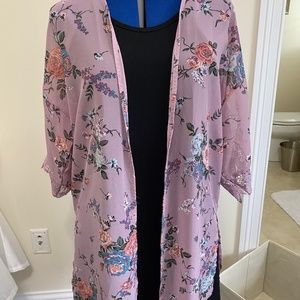 Floral Kimono and Black Dress